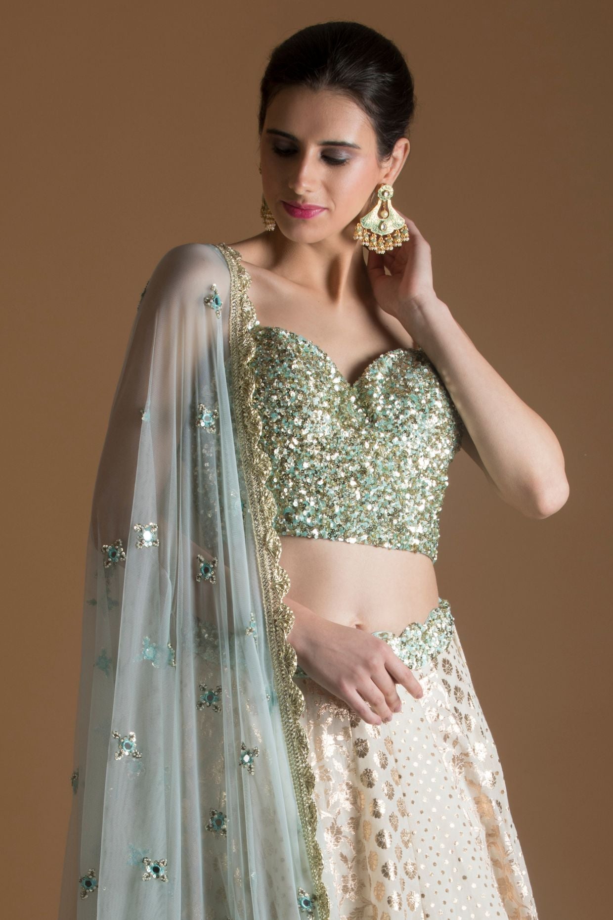 Ice Blue Ombre Dyed Lehenga Set
