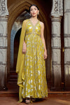 Green Simmer Anarkali Set