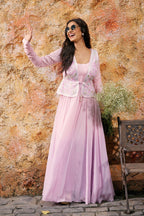 Lilac Anarkali With Waistcoat