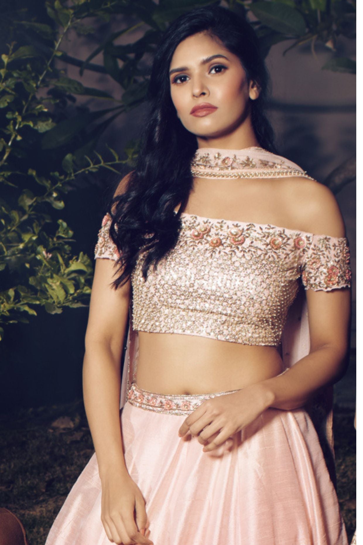 Misty Rose Embroidered Lehenga Set