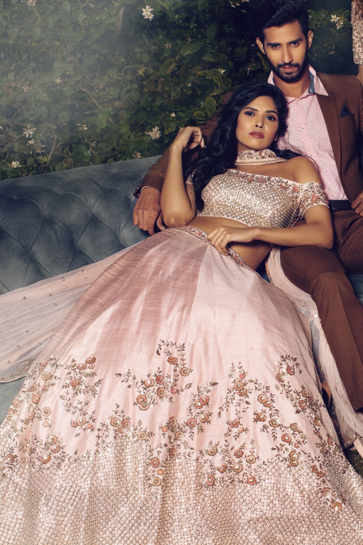Misty Rose Embroidered Lehenga Set