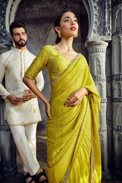 Vibrant Green Saree Set
