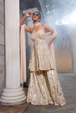 GOLD PEPLUM SHARARA SET