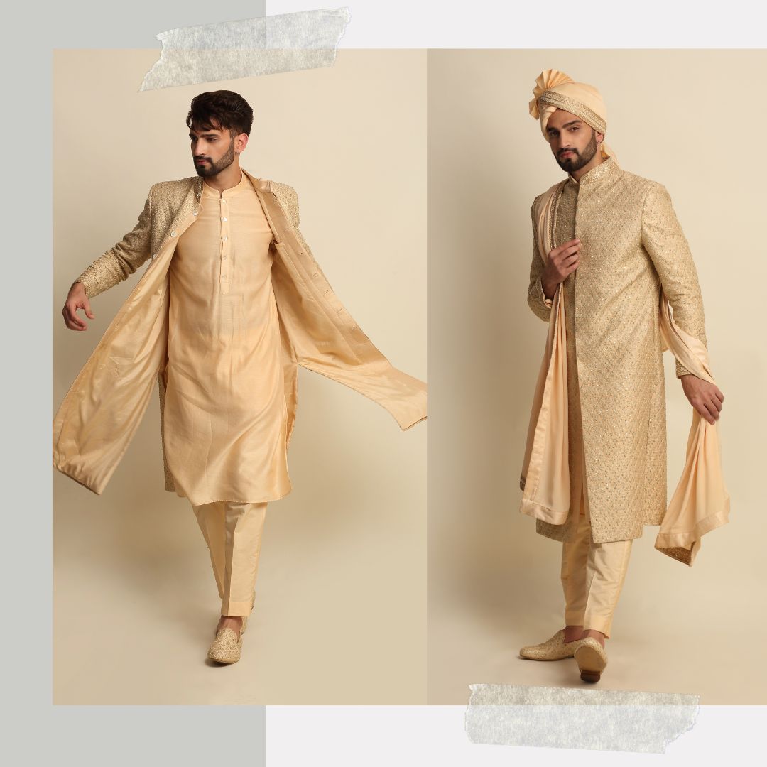 Golden Embroidered Groom Attire