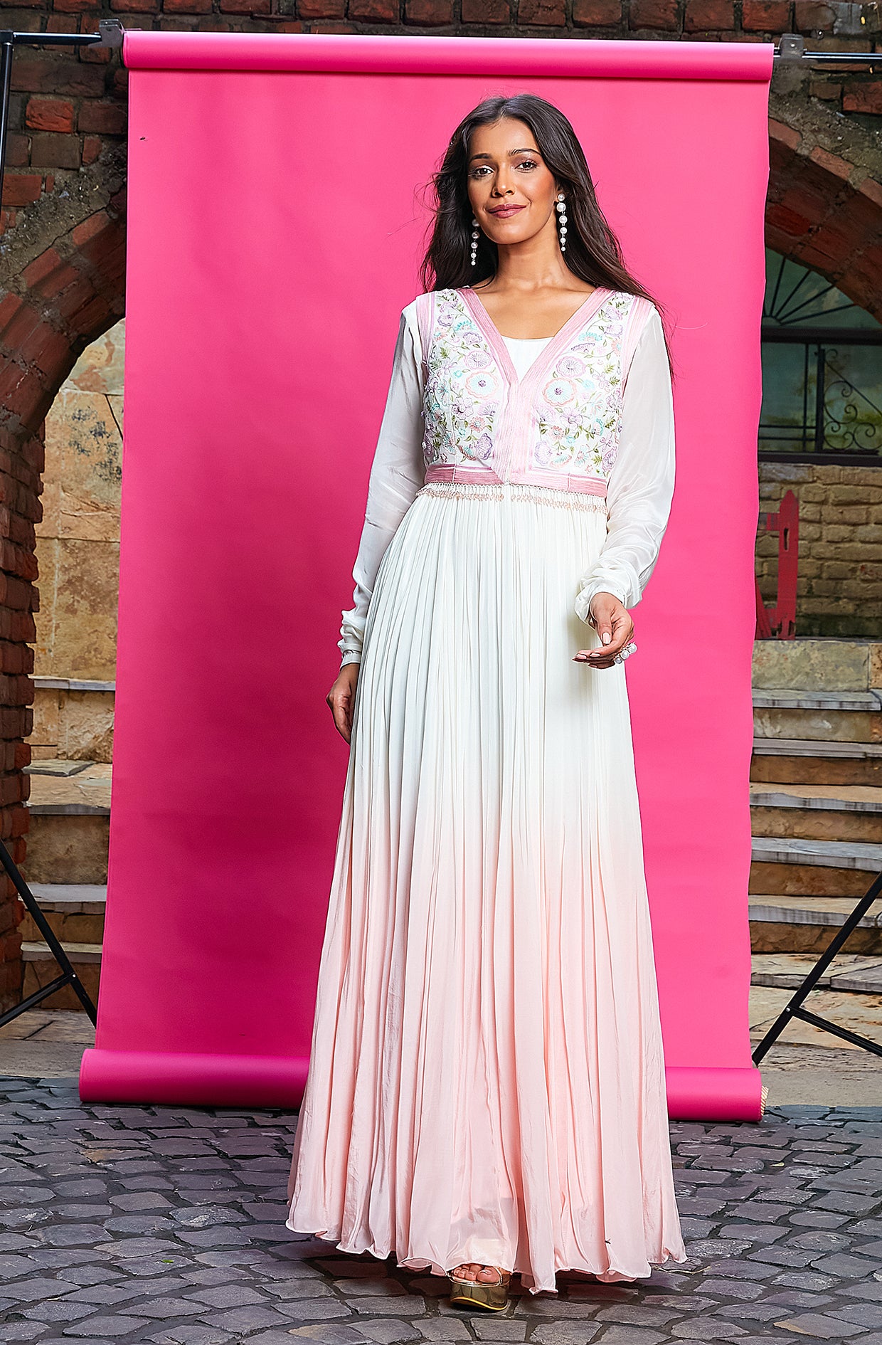 OMBRE ANARKALI WITH WAISTCOAT