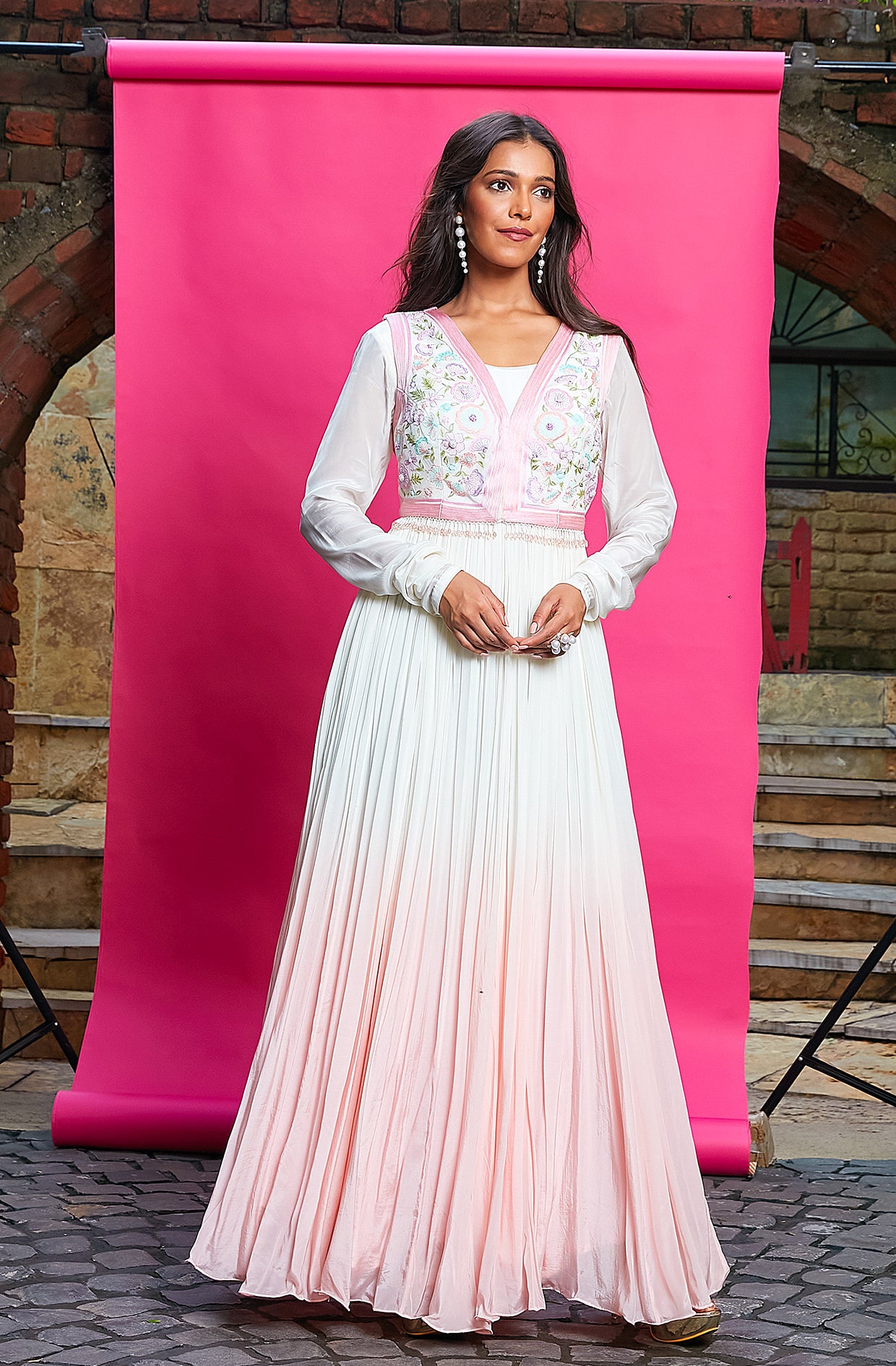 OMBRE ANARKALI WITH WAISTCOAT