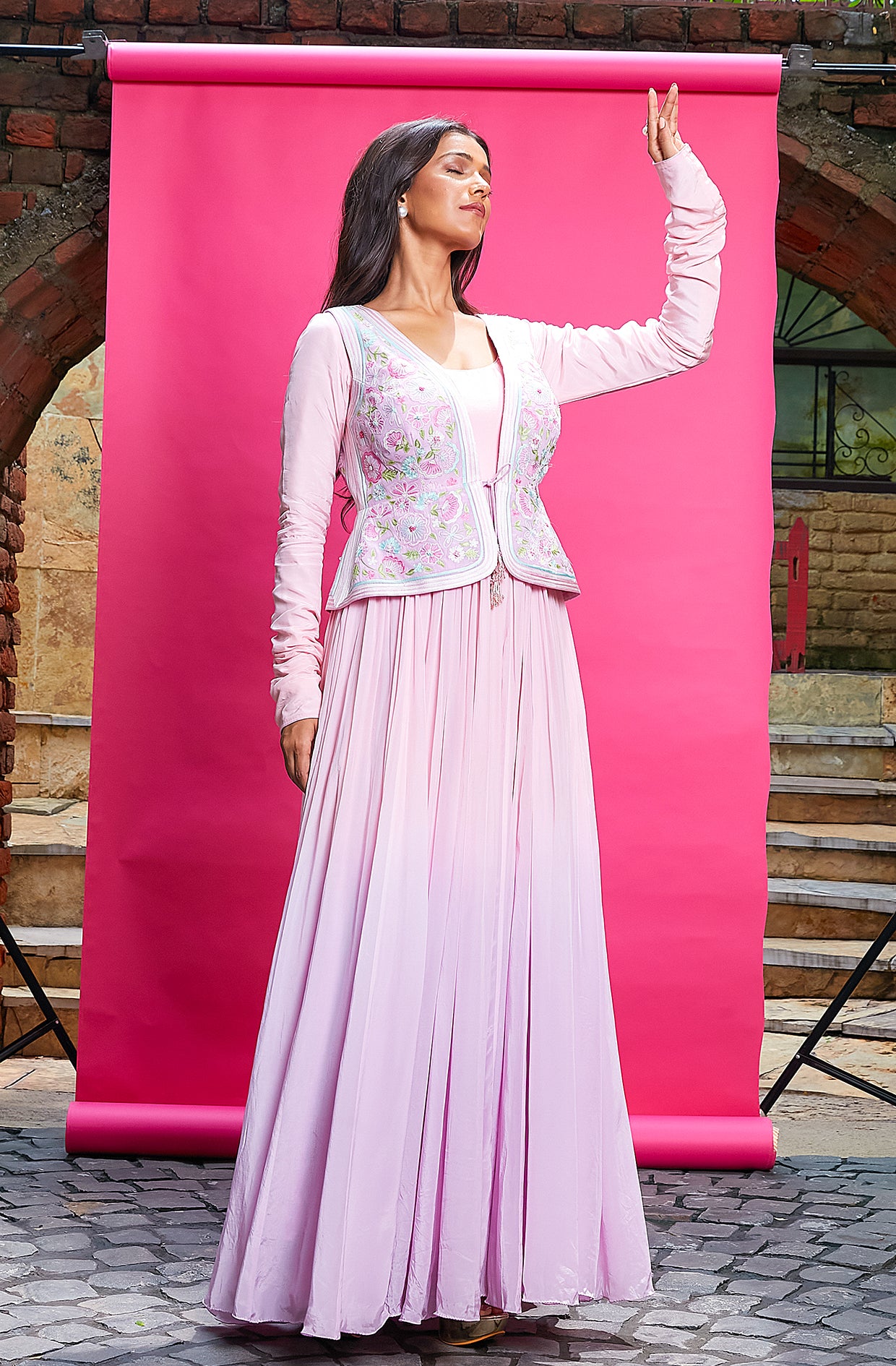 LILAC ANARKALI WITH WAISTCOAT