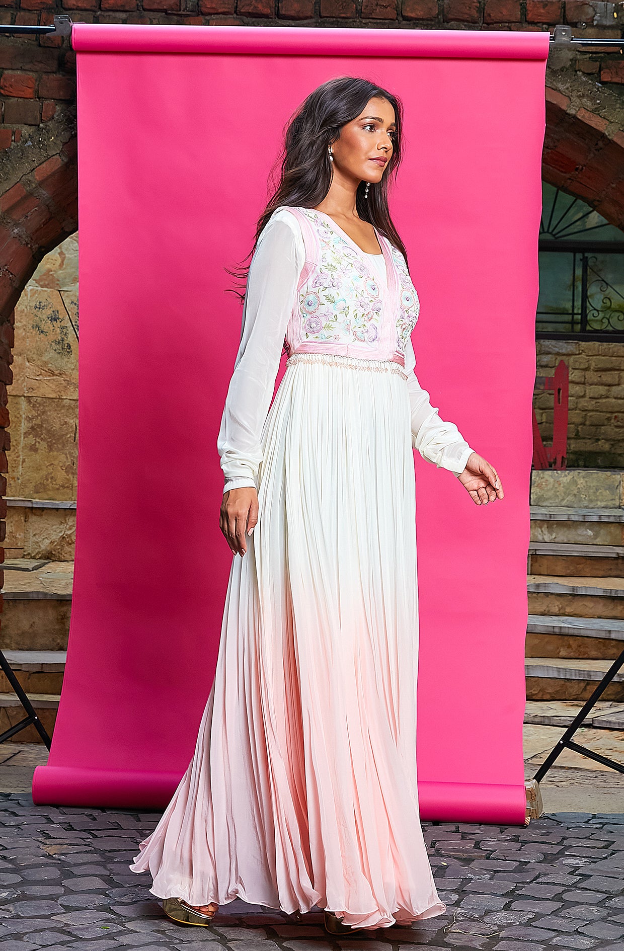 OMBRE ANARKALI WITH WAISTCOAT