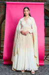 GOLD AND IVORY OMBRE DYED CREPE ANARKALI SET