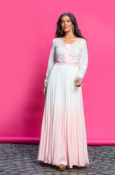 OMBRE ANARKALI WITH WAISTCOAT