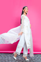 Ivory Linen Embroidered Kurta Set