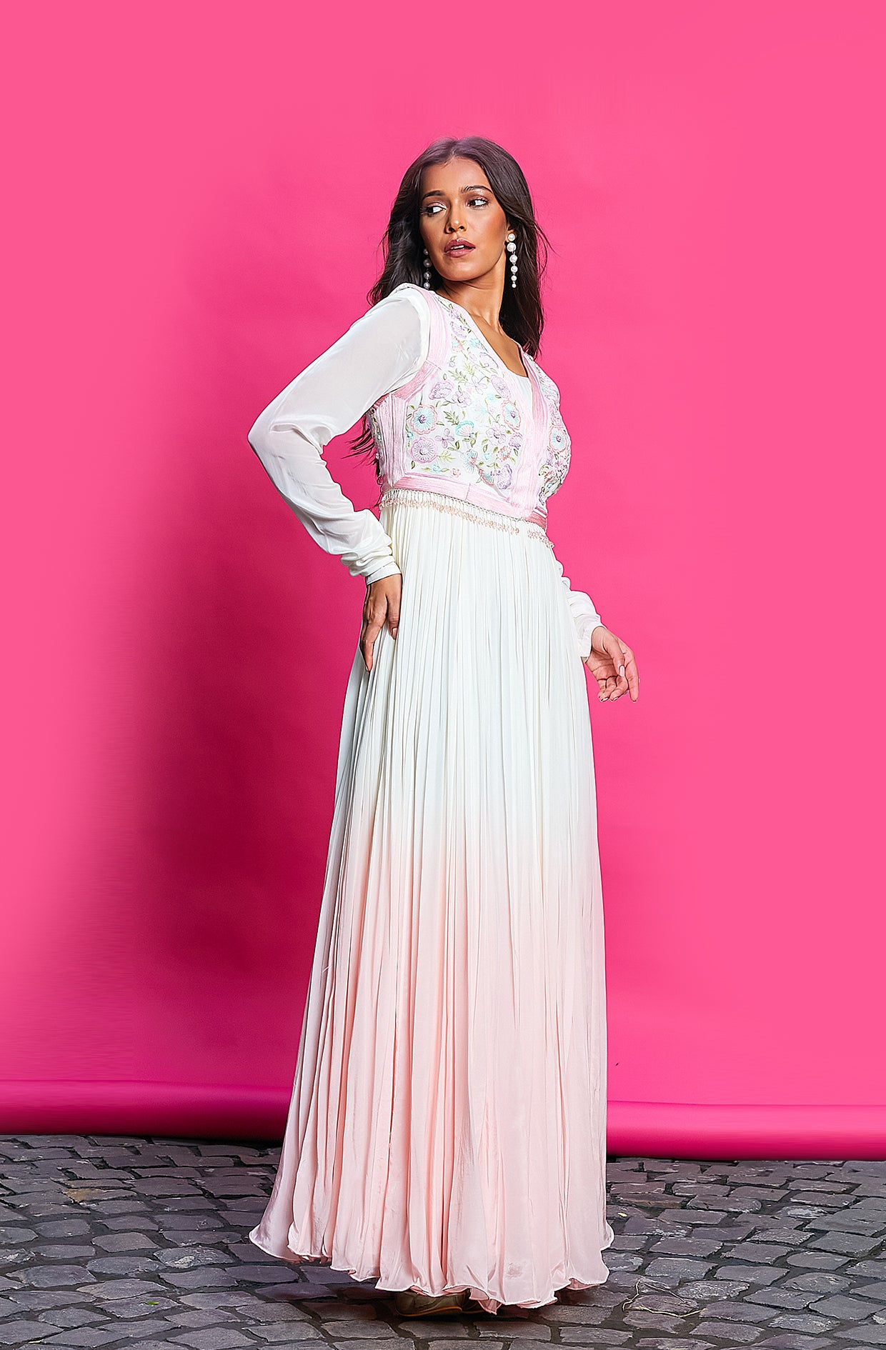 OMBRE ANARKALI WITH WAISTCOAT