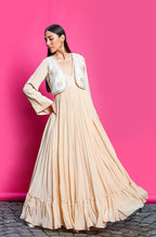 Apricoat Anarkali Set With Waistcoat