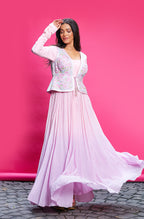 Lilac Anarkali With Waistcoat