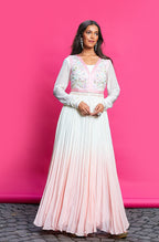 Ombre Anarkali With Waistcoat