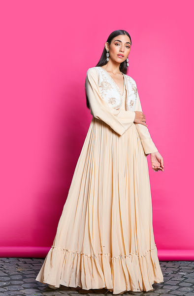 APRICOT ANARKALI WITH WAISTCOAT