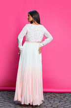 Ombre Anarkali With Waistcoat