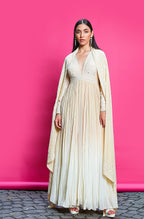 Gold And Ivory Ombre Dyed Crepe Anarkali Set