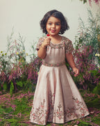 Rose Gold Embroidered  Gown For Girls