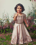 Rose Gold Embroidered  Gown For Girls