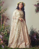 Ivory Embroidered Chanderi Lehenga Set For Girls