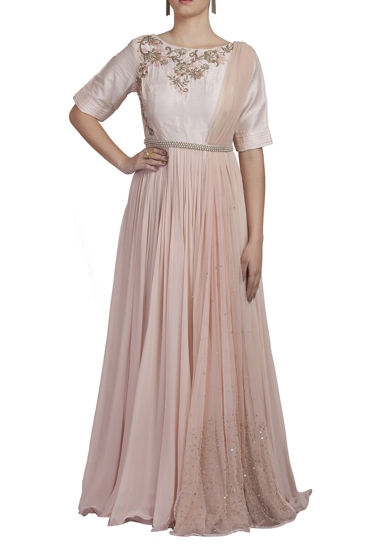Powder Pink Embroidered Gown