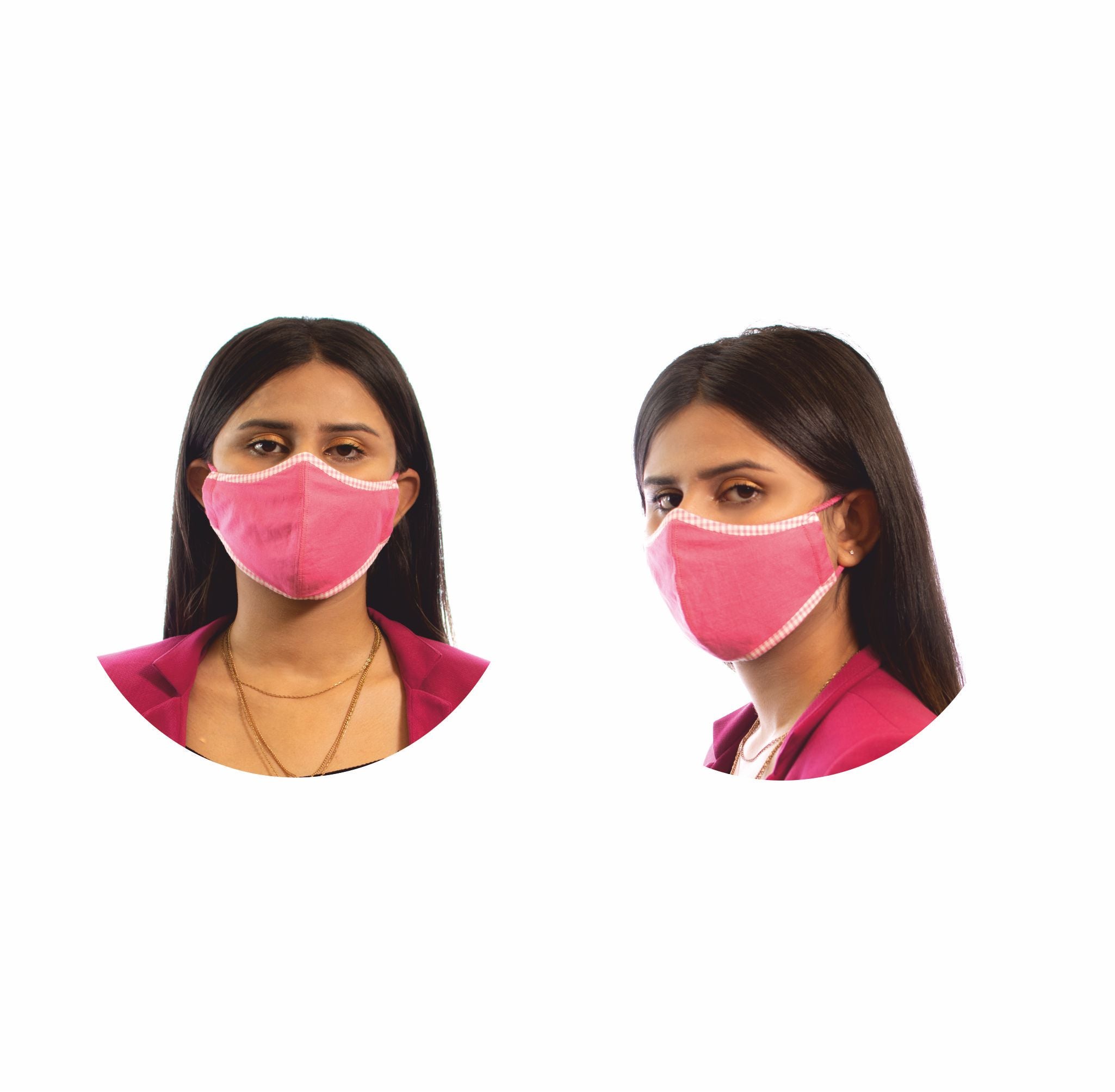 pink embroidered mask