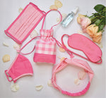 Pink check cotton based safety essential kit