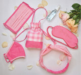 Pink check cotton based safety essential kit