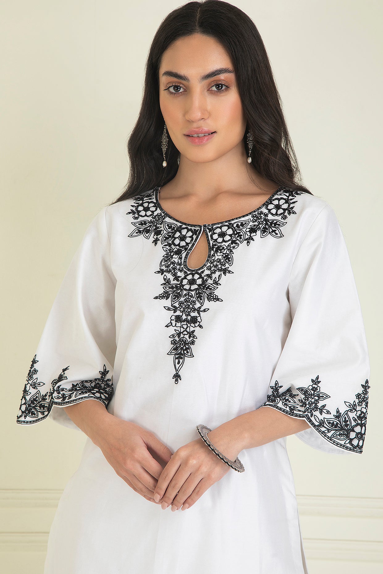 White Chanderi Kurta Set