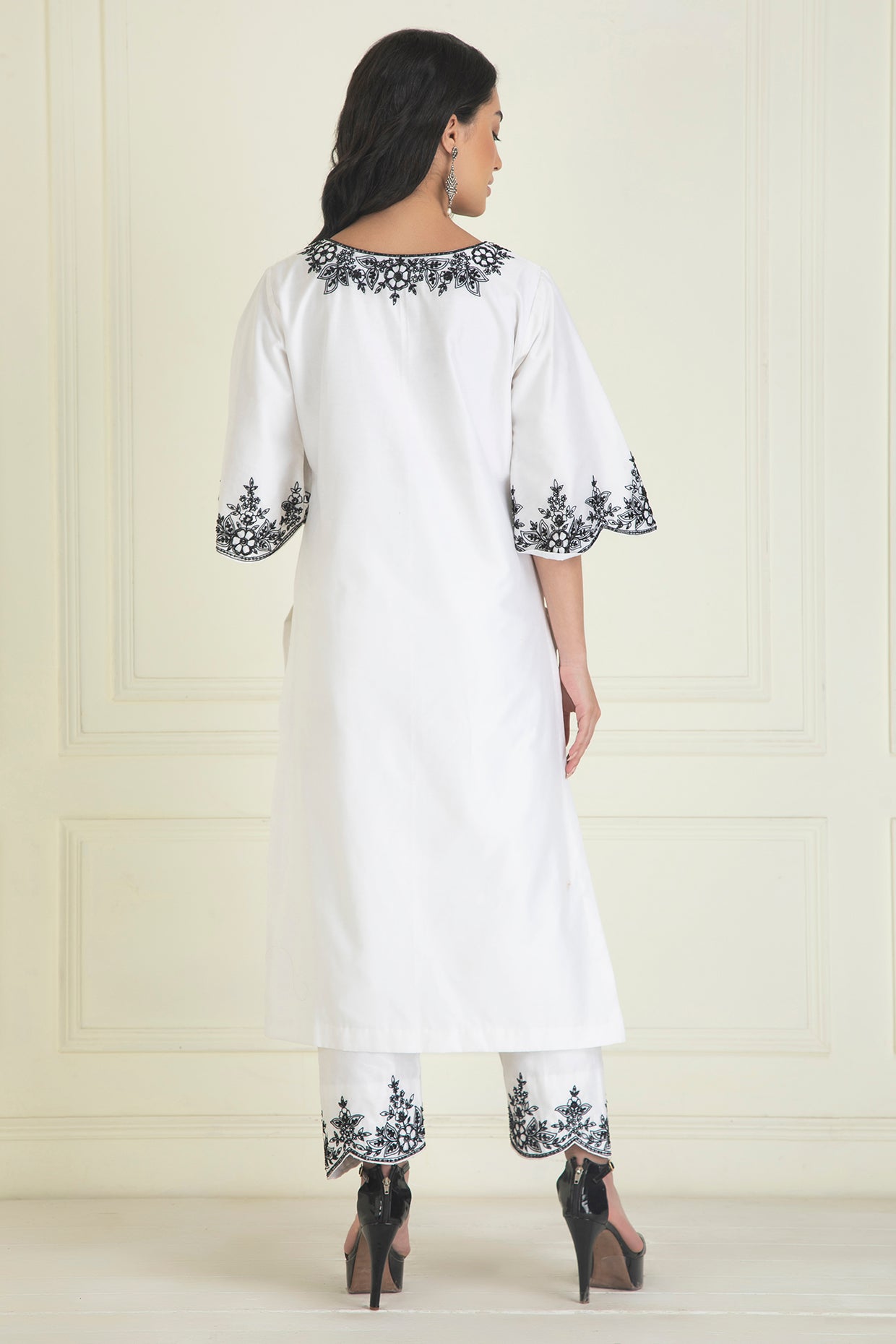 White Chanderi Kurta set