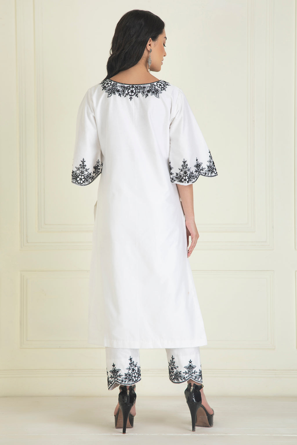 White Chanderi Kurta Set