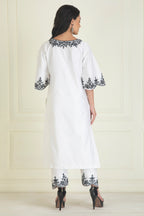White Chanderi Kurta Set