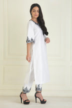 White Chanderi Kurta Set