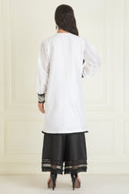 White & Black  Chanderi Kurta Set