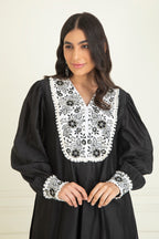 Black & White Chanderi Kurta Set