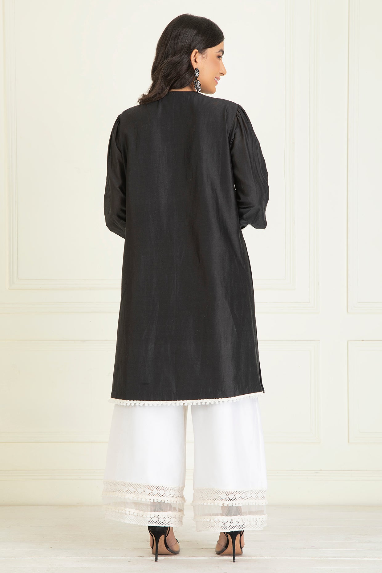Black & White Chanderi Kurta Set