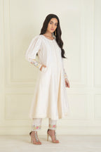 Classic Ivory Embroidered Chanderi Kurta Set