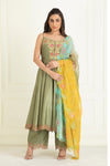 Moss Green Embroidered Chanderi Suit Set