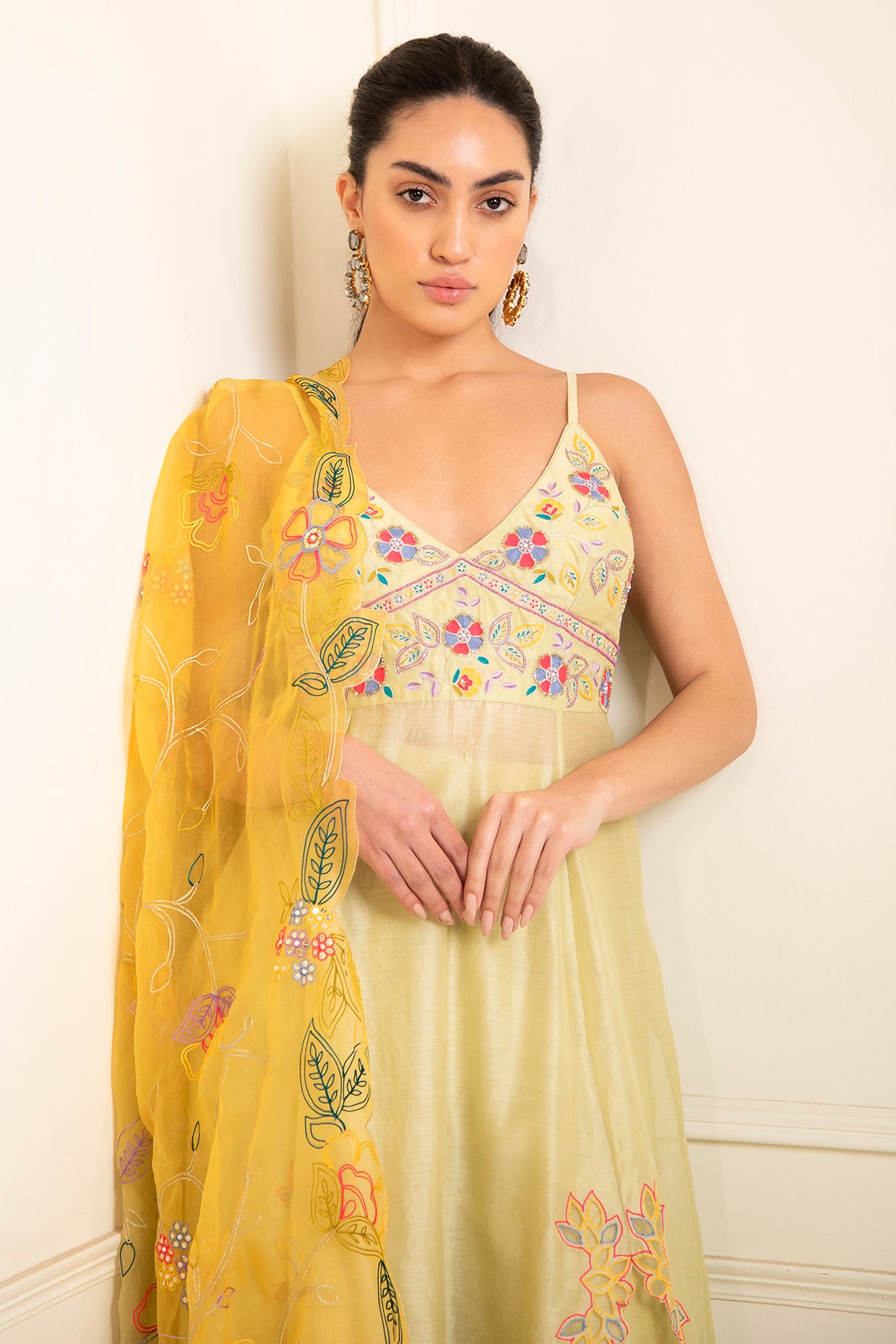 Iris Yellow  Embroidered Suit Set