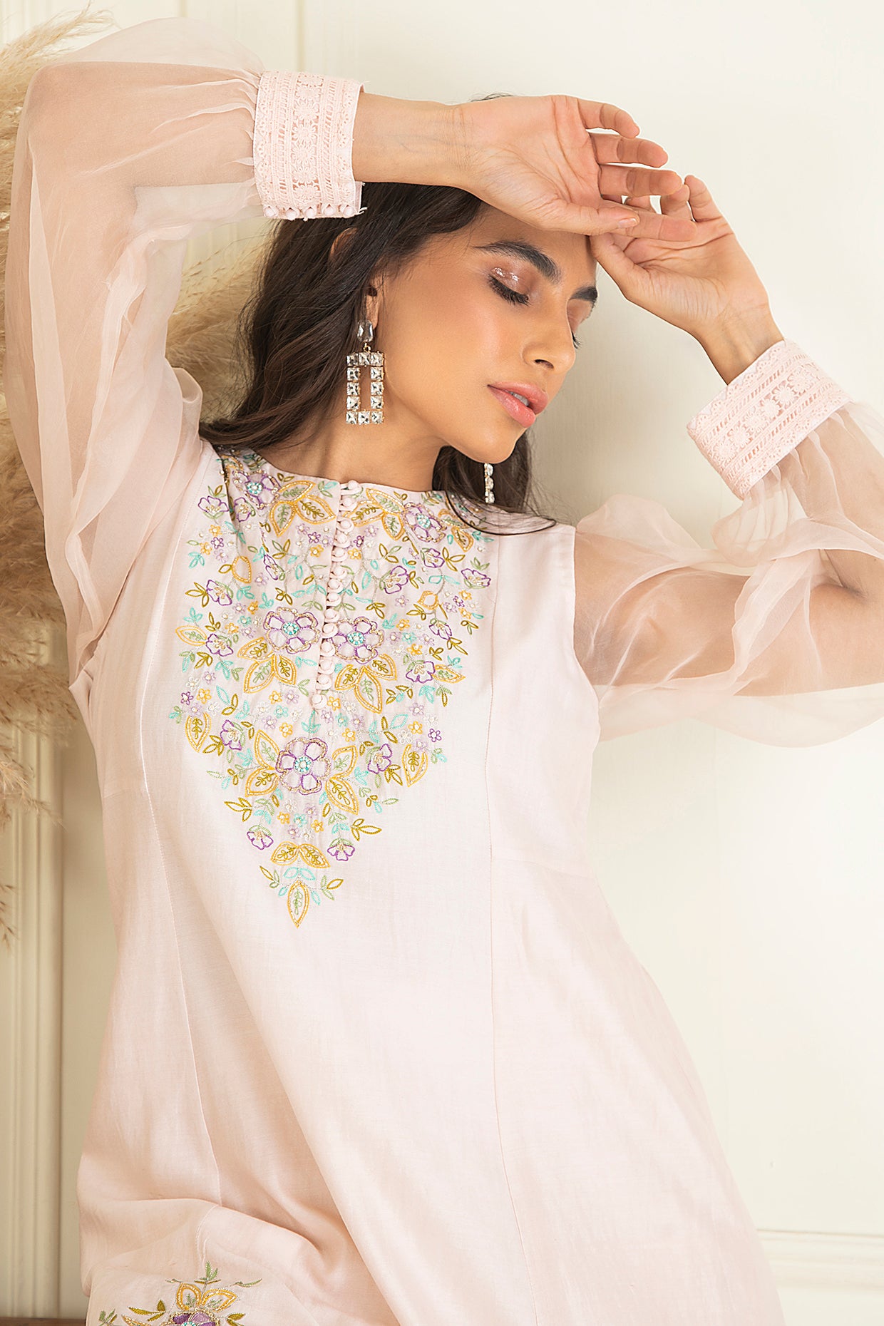 Baby Pink Chanderi Kurta Set