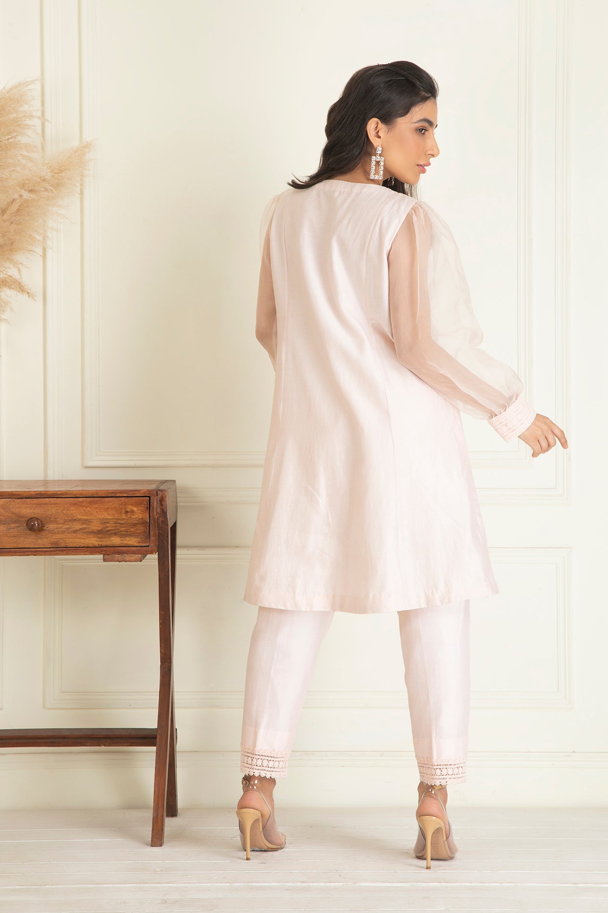 Baby Pink Chanderi Kurta Set