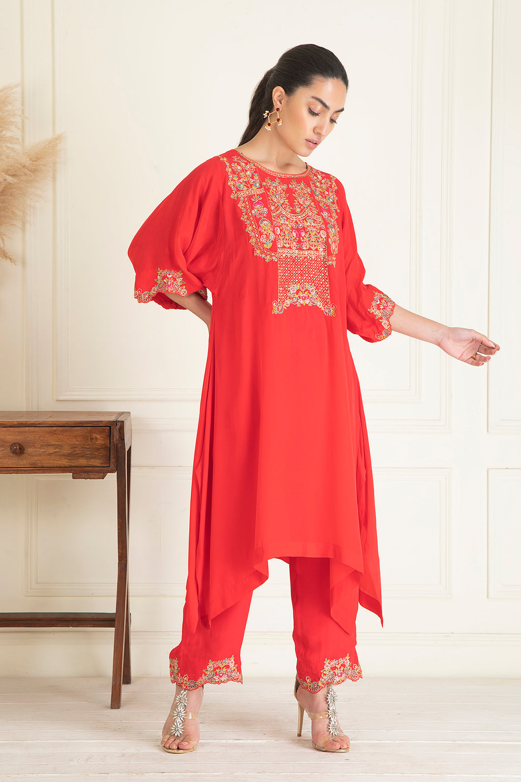 Watermelon Viscose Crepe Kurta Set