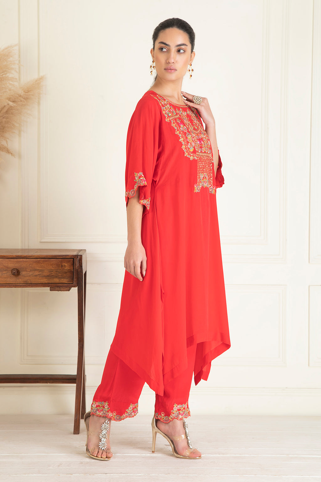 Watermelon Viscose Crepe Kurta Set