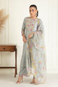Steel Grey Chanderi Suit Set