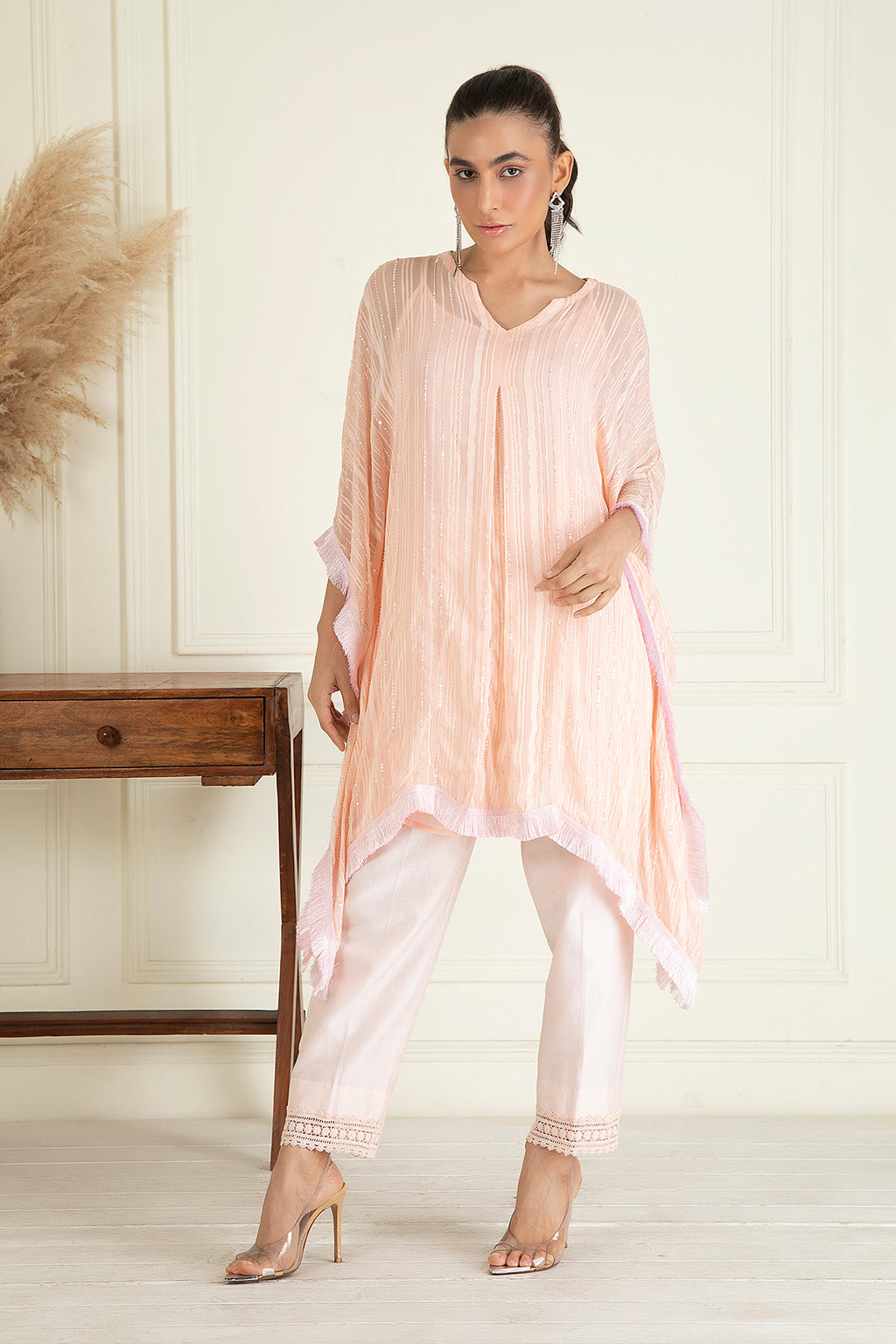 Pastel Peach Kaftan Set
