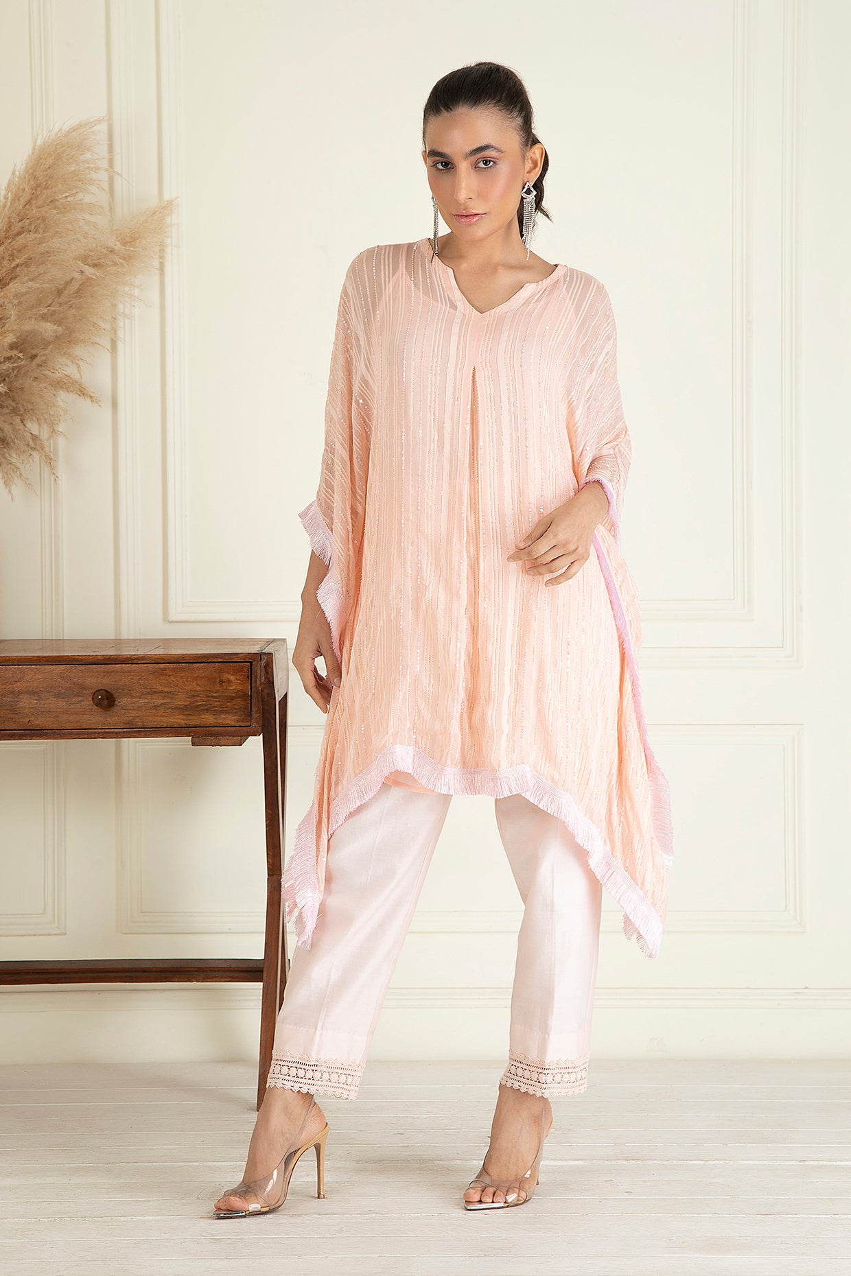 Pastel Peach Kaftan Set