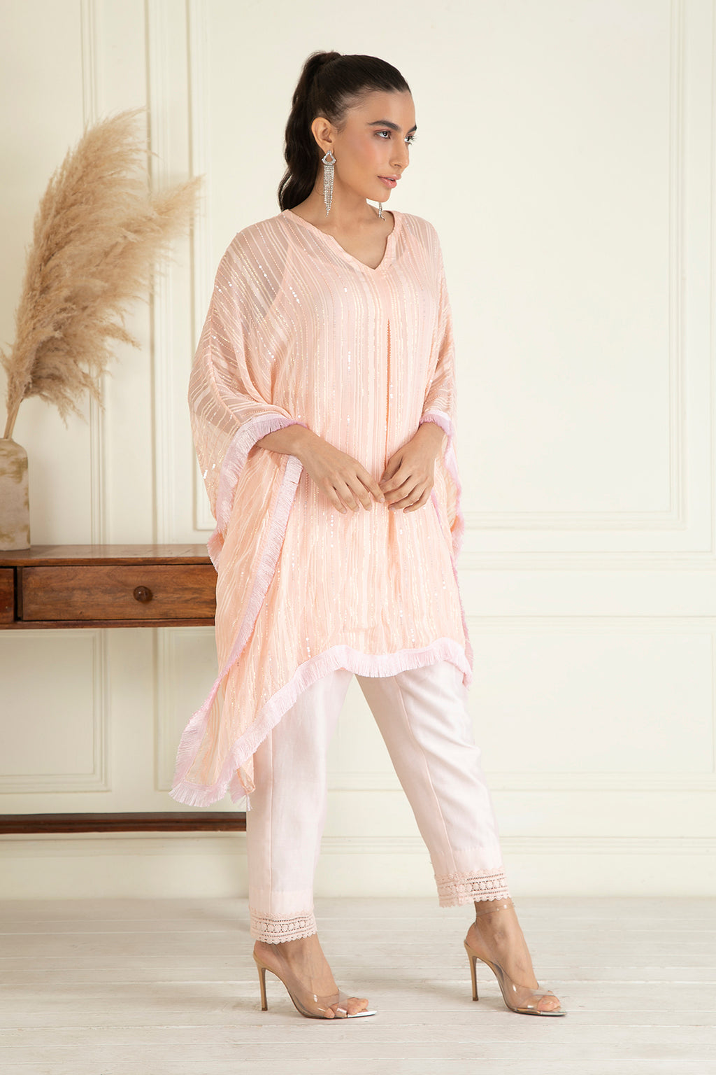 Pastel Peach Kaftan Set
