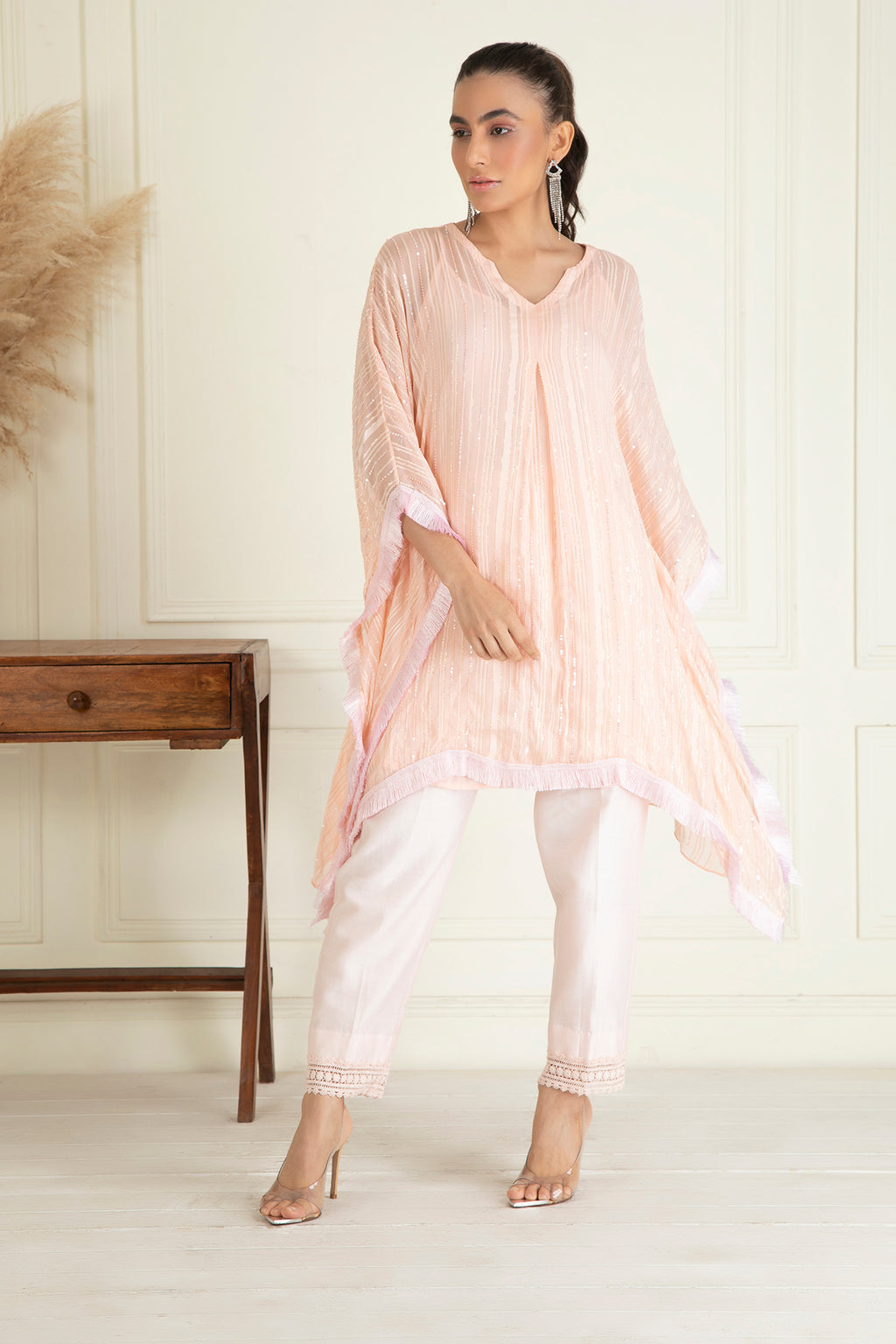 Pastel Peach Kaftan Set