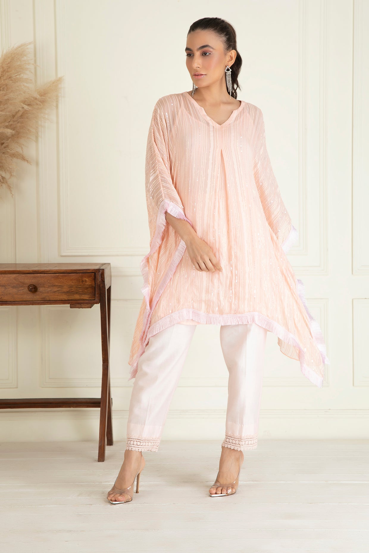 Pastel Peach Kaftan Set